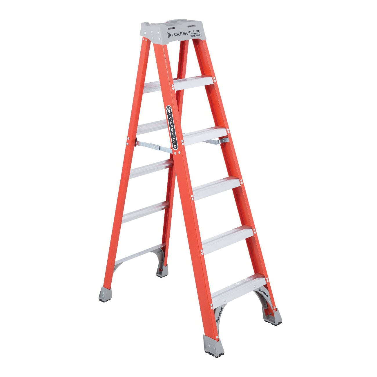 Louisville® FS1506 Standard Step Ladder, 6 ft Ladder, 300 lb Load, IA, Fiberglass, 5 Steps